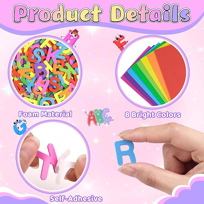 1312 Pcs Foam Letter Stickers, Self-Adhesive EVA Alphabet Stickers Small 1 Inch - Image 3
