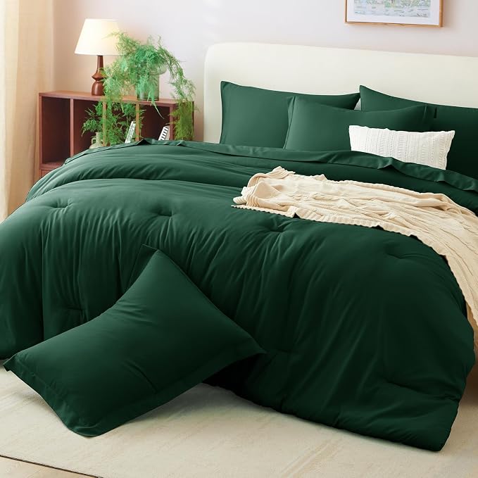 CozyLux Full Size Comforter Sets Emerald Green, 7 Pieces Bed in a Bag Full - Image 9