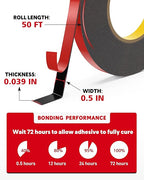 HitLights Double Sided Tape Heavy Duty, 1/2 in x 50 ft, Adhesive Mounting Tape - Image 5