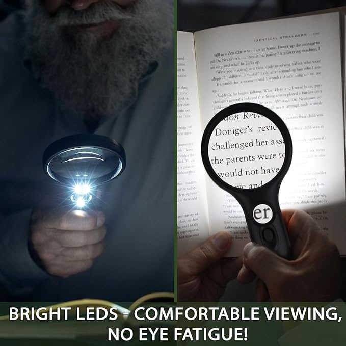 SeeZoom Magnifying Glass with Light, 3X Large Lens + 12X High Power Lens - Image 2