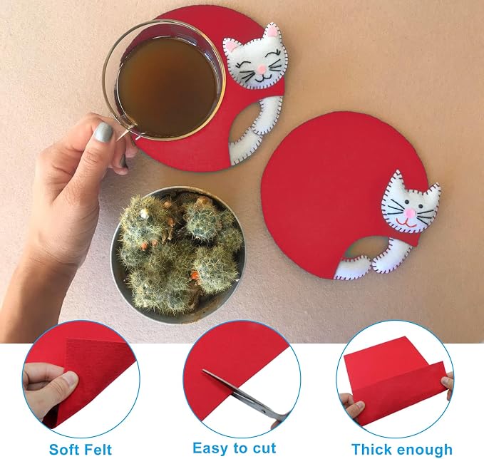 6 Pcs, 8 x 12 Inch Red Felt Sheets - Image 2