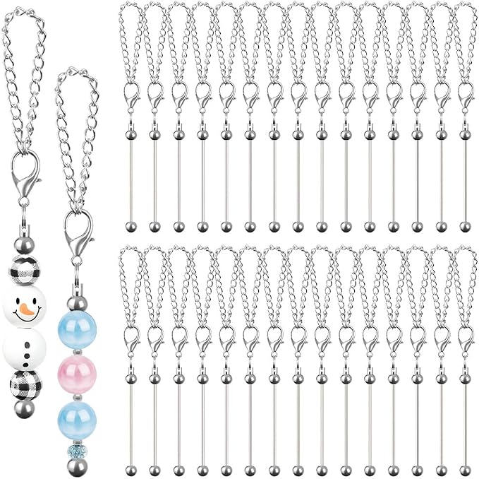 30 PCS Beadable Keychain Bars Bulk, Metal Blank Keychain Bars by FDKYOEK