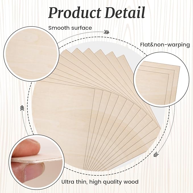 10Pack Basswood Sheets 1/16, 11.8"*11.8" 1.5mm Basswood - Image 3