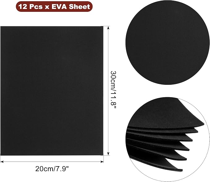 uxcell Black EVA Foam Sheets, 11.8x7.9 in 1.8mm Thick Handicraft Foam Paper - Image 2