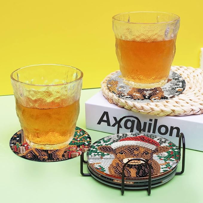 Axquilon 8 Pcs Christmas Diamond Art Coasters Kit - Image 5