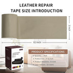 Leather Repair Patch Tape, Medium Grey Beige 3 x 61 Inches Self Adhesive - Image 2