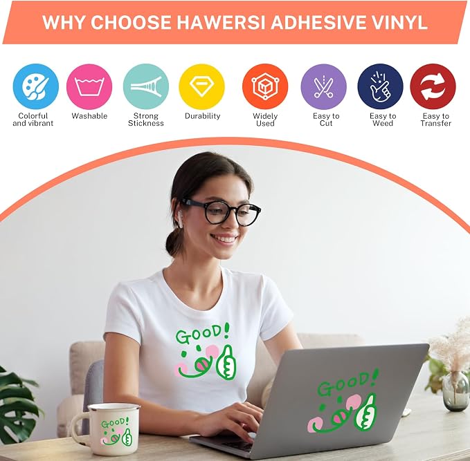 Permanent Adhesive Vinyl for Cutting Machine, 72 Sheets 8.5" x 12" Material - Image 3