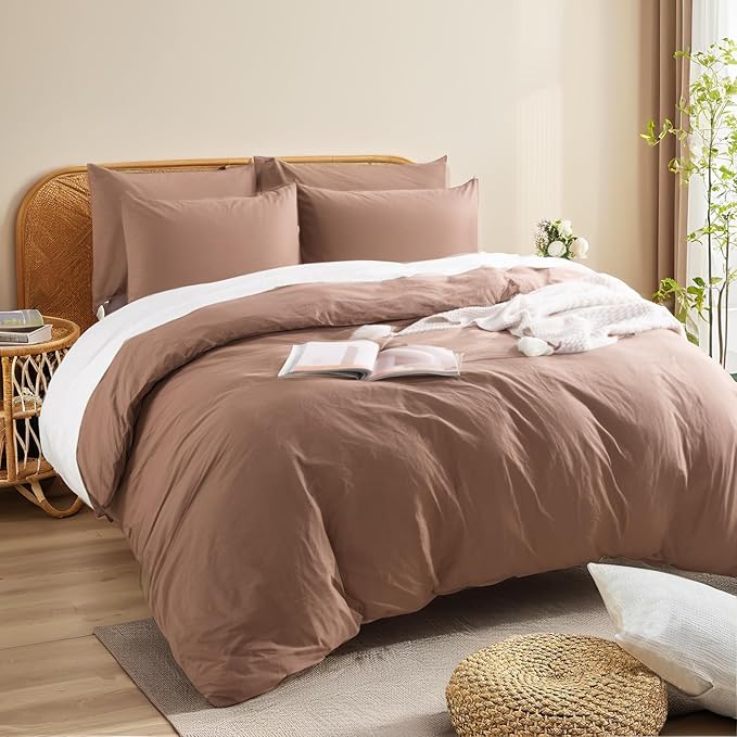 NEXHOME PRO Duvet Cover Set King 100% Washed Cotton Linen-Like Texture - Image 4