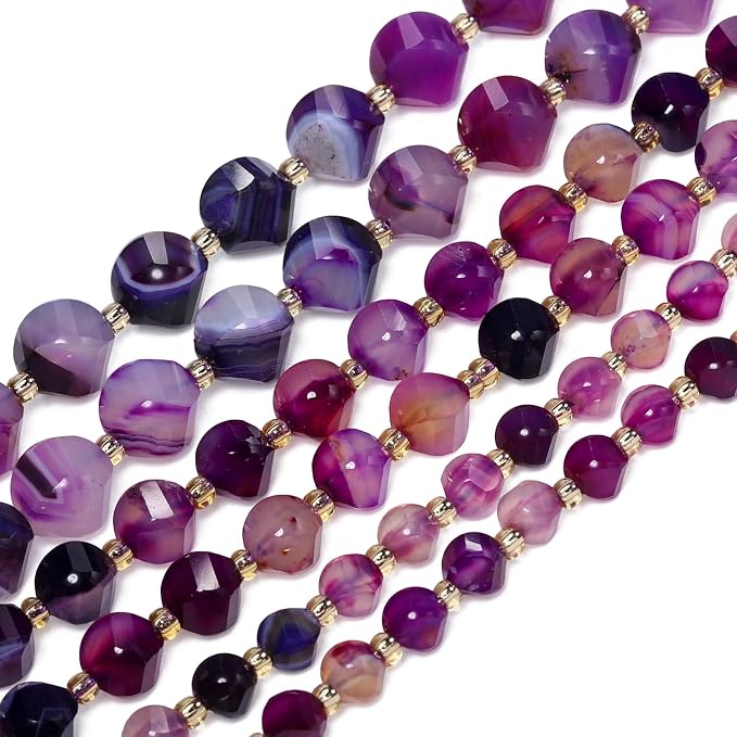 34pcs Natural Purple Striped Agate Stone Beads - Image 6