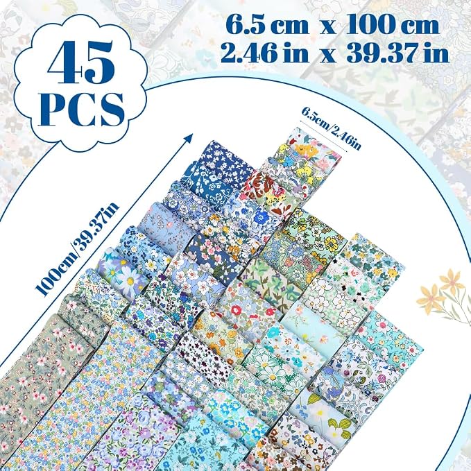 45 Pcs Fabric Jelly Rolls, Jelly Roll Strips - Image 2