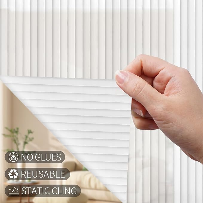 VELIMAX 4/5-Inch Reeded Glass Window Film, Frosted Glass Window Privacy Film - Image 5
