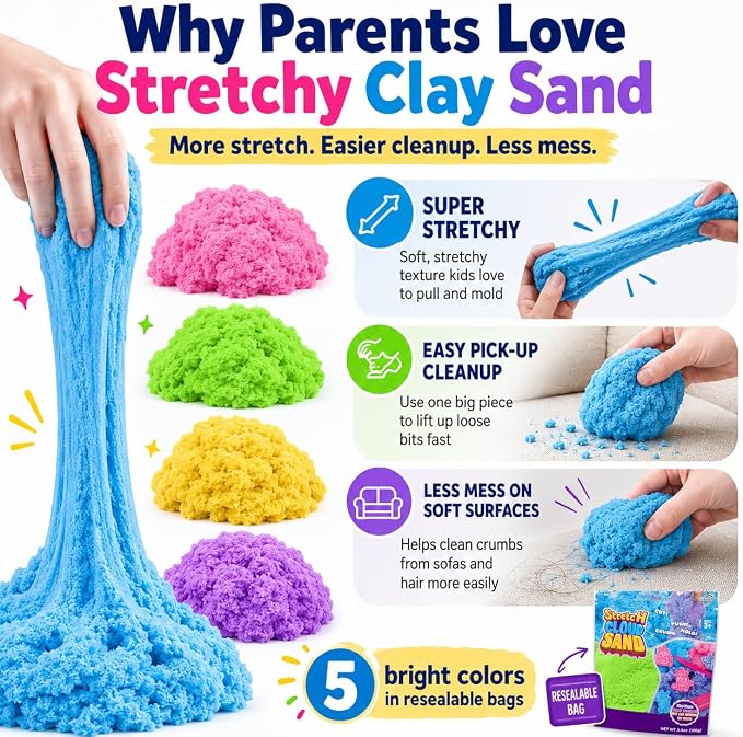 Carolart Stretchy Sensory Sand, Soft Cloud Sand, Play Sand Refill - Image 2
