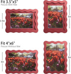 4x6 Picture Frame with Mat for 3.5x5, Wavy Edge Wooden Real Glass Photo Frame - Image 4