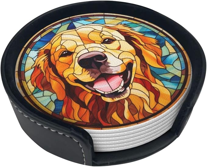 Drink Coaster Set of 6, Leather Drink Coasters by petloverdoglovercommunity