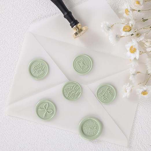UNIQOOO 6 Pcs Wax Seal Stamp Set, Blessing Sealing Stamper Kit, Wooden Handle - Image 4
