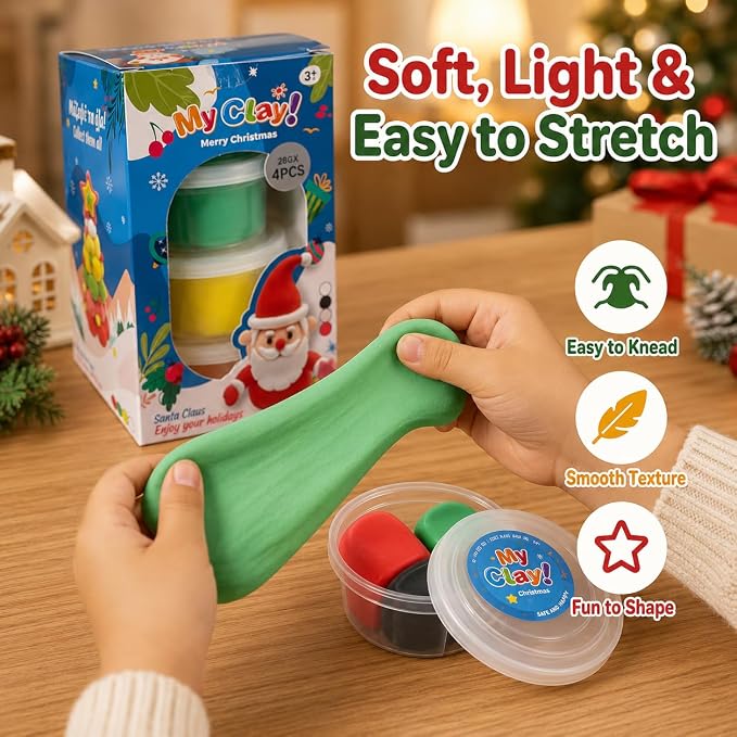 Air Dry Clay for Kids, 4 Christmas Mini Modeling Clay Sets, DIY Snowman Model - Image 4