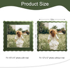 12x12 Picture Frame with Mat for 10x10, Wavy Edge Wooden Real Glass Photo Frame - Image 3