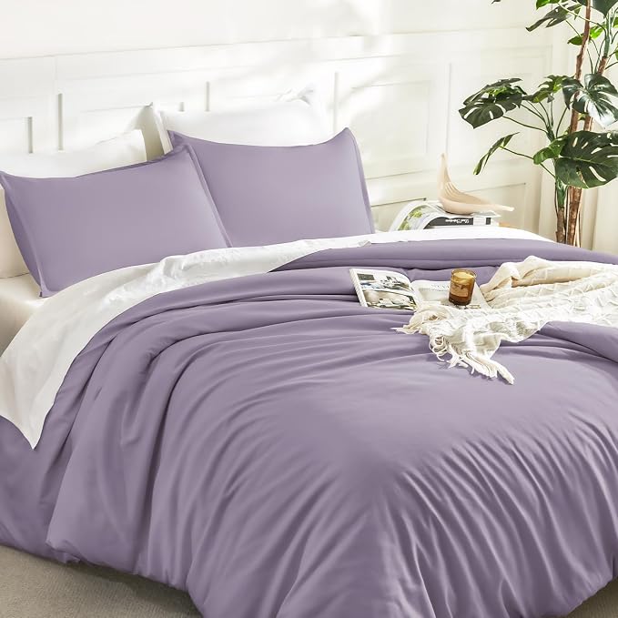 Litanika Grayish Lavender Purple Comforter Set Full Size, 3 Pieces Lightweight - Image 5