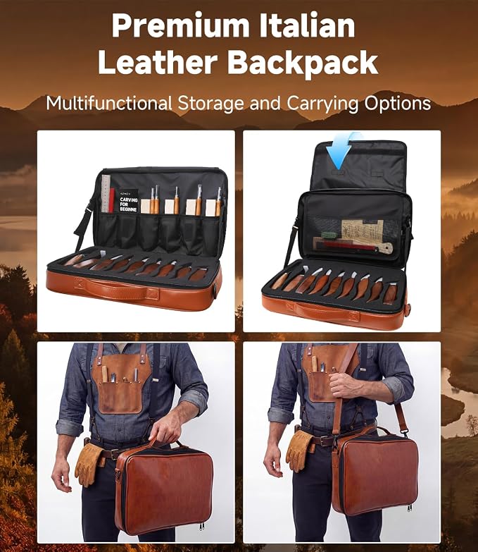 Wood Carving Kit, Deluxe Whittling Kit, 9 Wood Carving Knives 5 Chisels 4 Blocks - Image 5