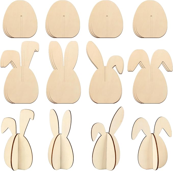COCHIE DIY 3D Easter Eggs Wood Crafts to Paint, Paintable Unfinished Wooden by COCHIE