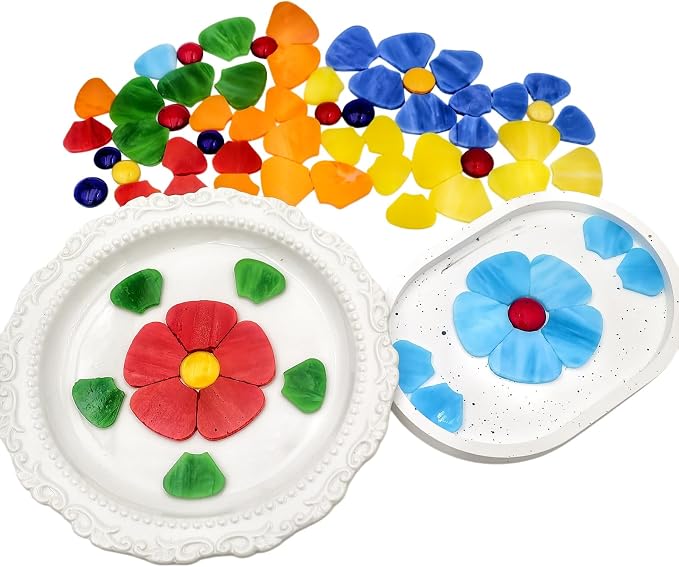 Esweny 12 Flower Stained Glass Mosaic Tiles - Image 2