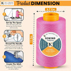 AK TRADING CO. 4-Pack Rose Pink All Purpose Sewing Thread Cones of High Tensile - Image 2