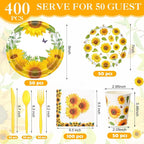 Pickmesh 400 Pcs Sunflower Party Supplies - Image 2