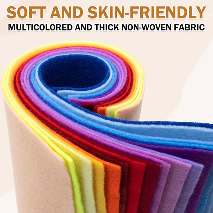 XSEINO 60PCS 8" x 12" 1.4 mm Thick Soft Felt Sheets, 60 Assorted Multicolour - Image 6