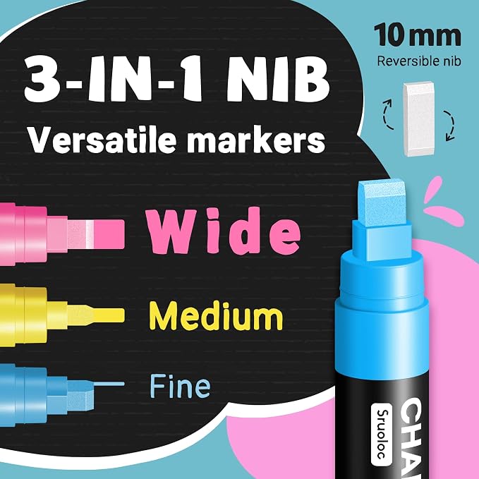 Window Chalk Markers for Glass Washable, 20 Colors Jumbo Liquid Chalk Marker - Image 2