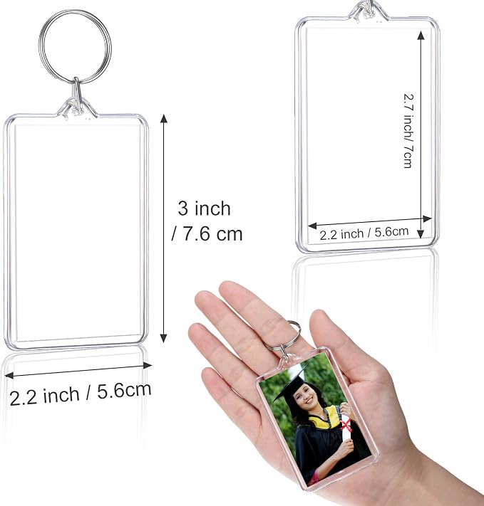 Yaomiao Acrylic Photo Frame Keychain Holder Photo Picture Insert Blank Keyring - Image 2