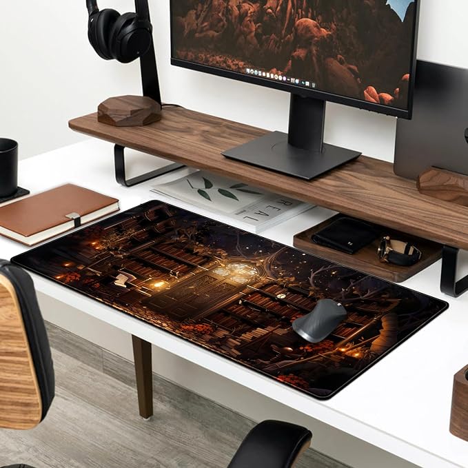 Vintage Desk Pad Magical Bookshelf Desk Mat Extra Large Big Office Mouse Pad - Image 7