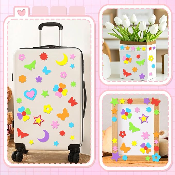 1400Pcs Foam Stickers Colorful Flower Butterfly Foam Shapes Stickers - Image 8