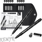 KEMYR 9 Micro Fine liner Drawing Art Pens Calligraphy Pens: 0.05mm-BR Size by Kemyr