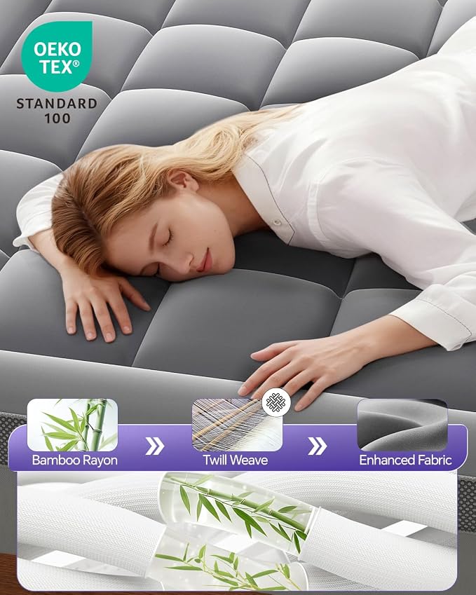 ChiXpace Dual Layer 4 Inch Memory Foam Mattress Topper Queen - Image 2