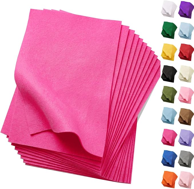 Soft Hot Pink Felt Fabric Sheets by FANOMMI