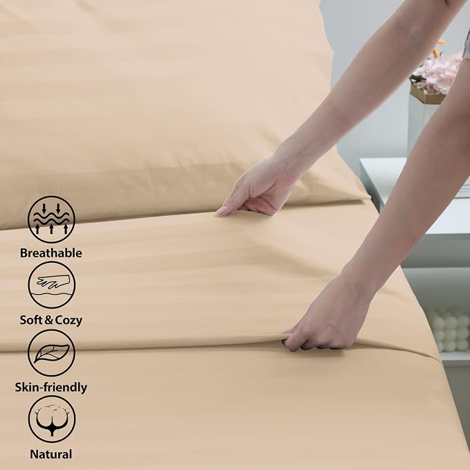 Cotton Queen Flat Sheet Only, 600 Thread Count 100% Egyptian Cotton Top Sheet - Image 3