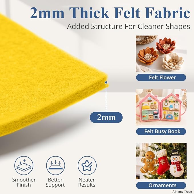 12" x 12" Felt Sheets for Crafts, 2mm Stiff Felt Golden Yellow | 2mm Thick - Image 2
