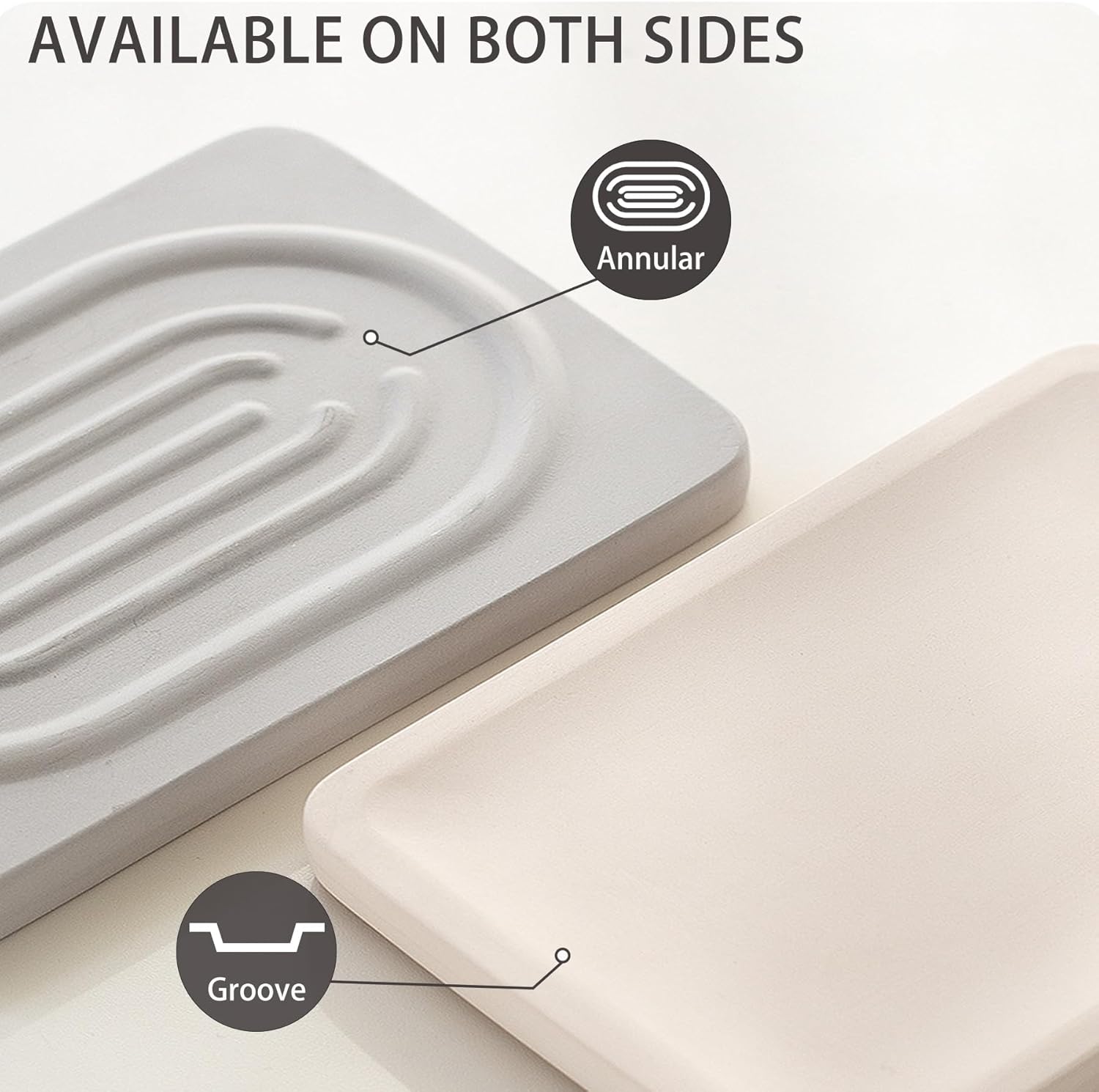 Diatomite Soap Dish for Kitchen Organizer, Quick Dry Sink Caddy Holder for Sponge, Brush, Toothbrush - Fast Absorbing Stone Tray (Light Grey, 4.8" x 3.1")