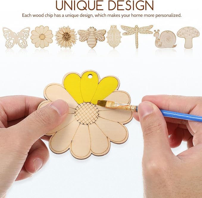 IMIKEYA 40pcs Unfinished Wooden Crafts Jute Ropes Painting Kits Featuring - Image 7