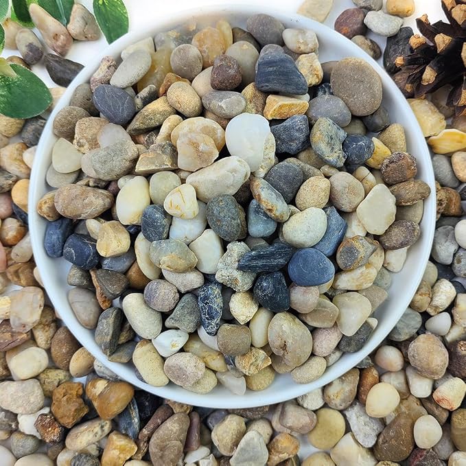 YISZM 5lbs Natural River Rocks for Plants, 3/8" Aquarium Gravel Decorative by YISZM-ForYourNaturalLife