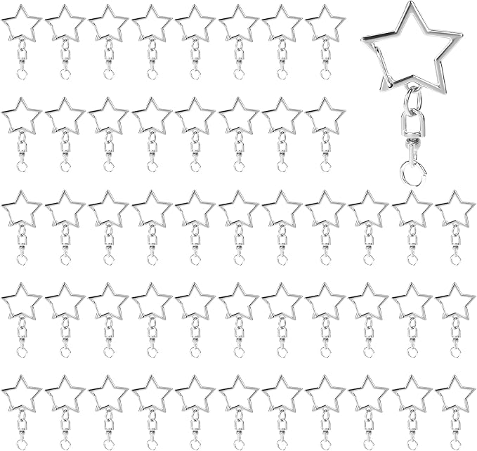 50 Pcs Silver Star Shaped Spring Snap Keychain by Hariendny