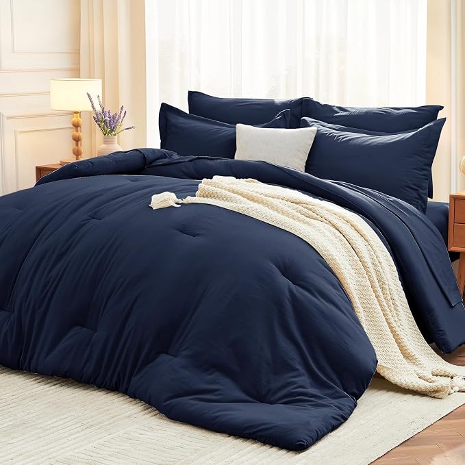 MUXHOMO 7 Pieces Full Comforter Set, Soft Bed in a Bag Full Size, All Season by MUXHOMO
