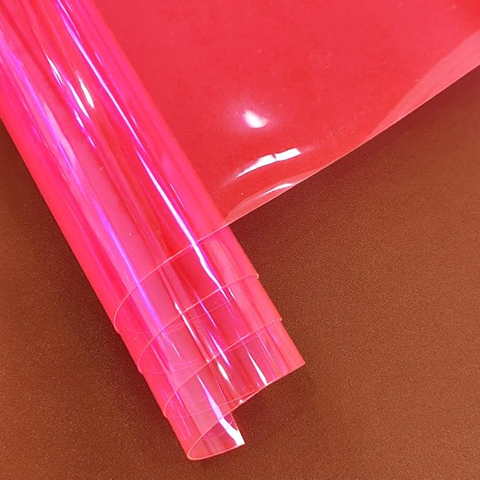 HYANG Pink Transparent PVC Super Clear Holographic Vinyl Faux Leather Sheets 1 - Image 3