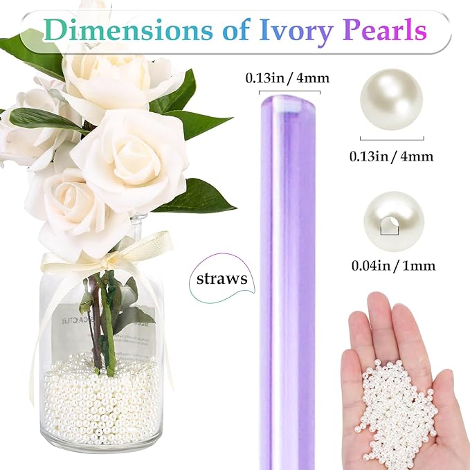 Pearl Beads for Craft, Anezus 2000pcs Ivory Faux Fake Pearls, 4 MM Small Sew on - Image 3