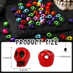 Augshy 700Pcs Halloween Skull Beads, Colorful Skeleton Skull Head Shape Beads - Image 2
