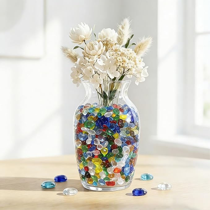 QYGL 0.55LB Red Clear Glass Pebbles, Tumbled Sea Glass Stones - Image 4