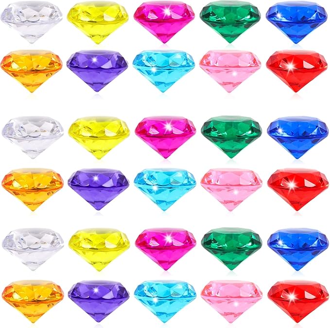Niceup 52PCS Kids Gems Diamond Toys 1.57in Treasure Jewels Pool Diving Swimming by Niceup