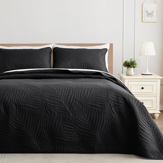 Exclusivo Mezcla California King Quilt Bedding Set, Lightweight Black Quilts - Image 7
