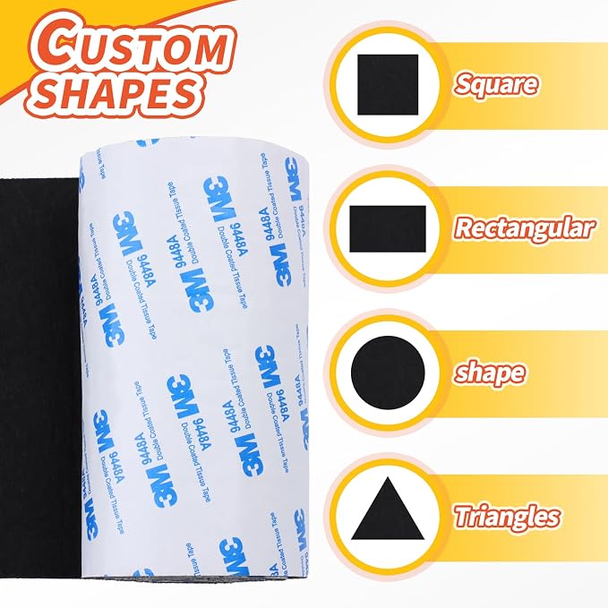 Felt Furniture Pads, Non Slip Self Adhesive Cuttable Felt Tape Black Heavy Duty - Image 3