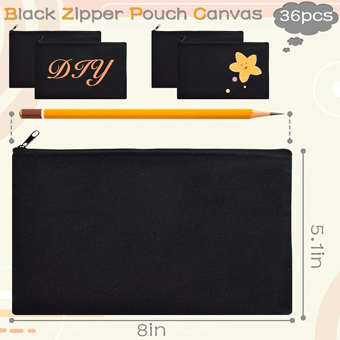 ZeeDix Canvas Zipper Pouch Bulk – 8.3 x 5 Inches Cotton Canvas Pouches - Image 2